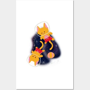 Cats Summer Space Swimming Vortex Posters and Art